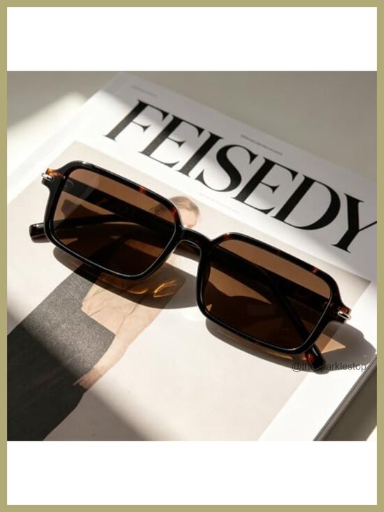 Retro Rectangular Narrow Slim Thin Square UV400 Protection Sunglasses main image 4